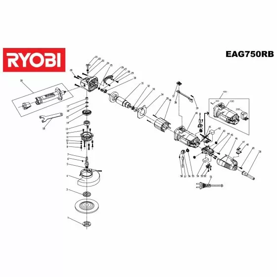 Ryobi EAG750RS Spare Parts List Type: 5133000543